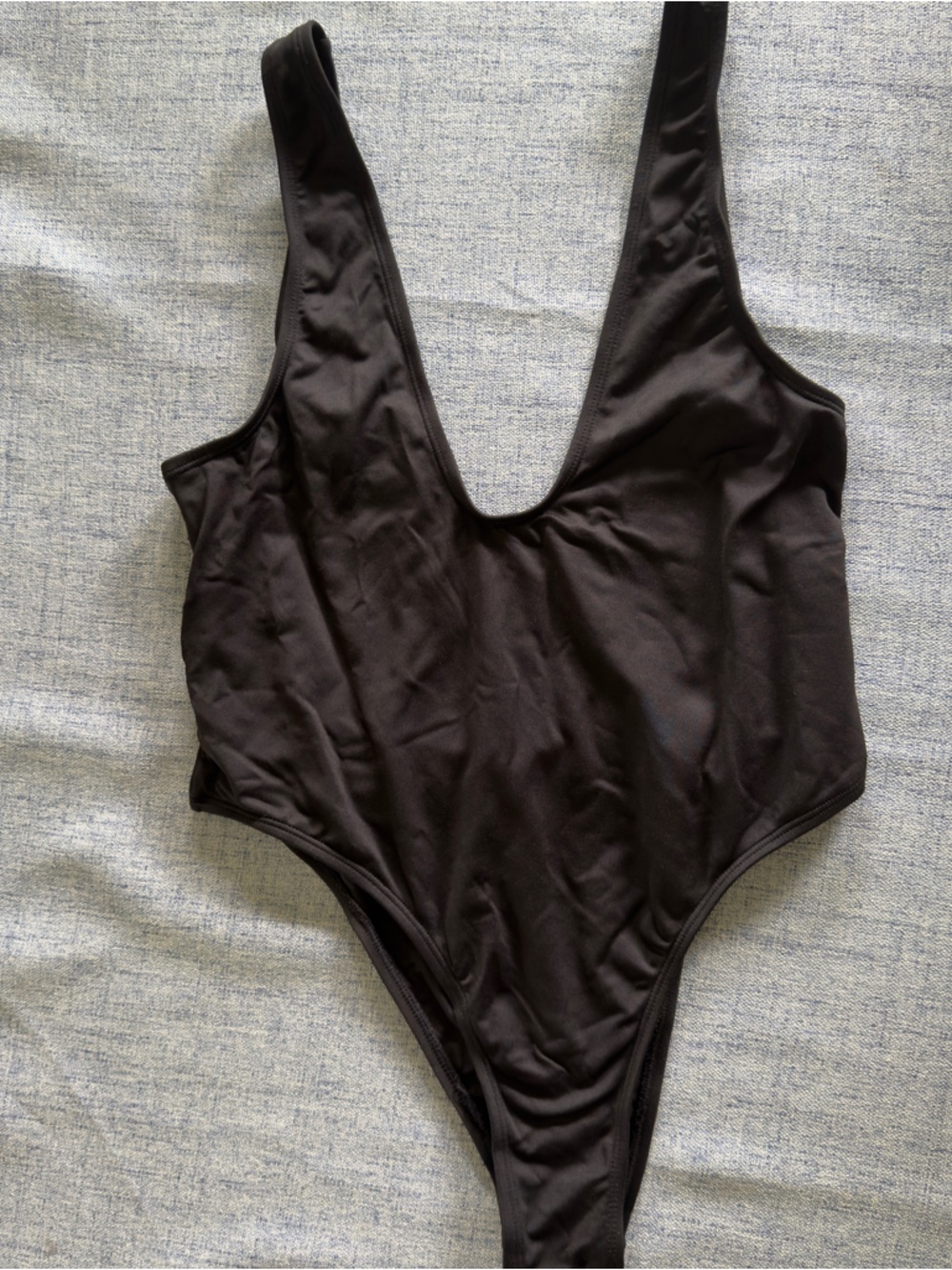 sofsy Deep Scoop Black One-Piece Swimsuit